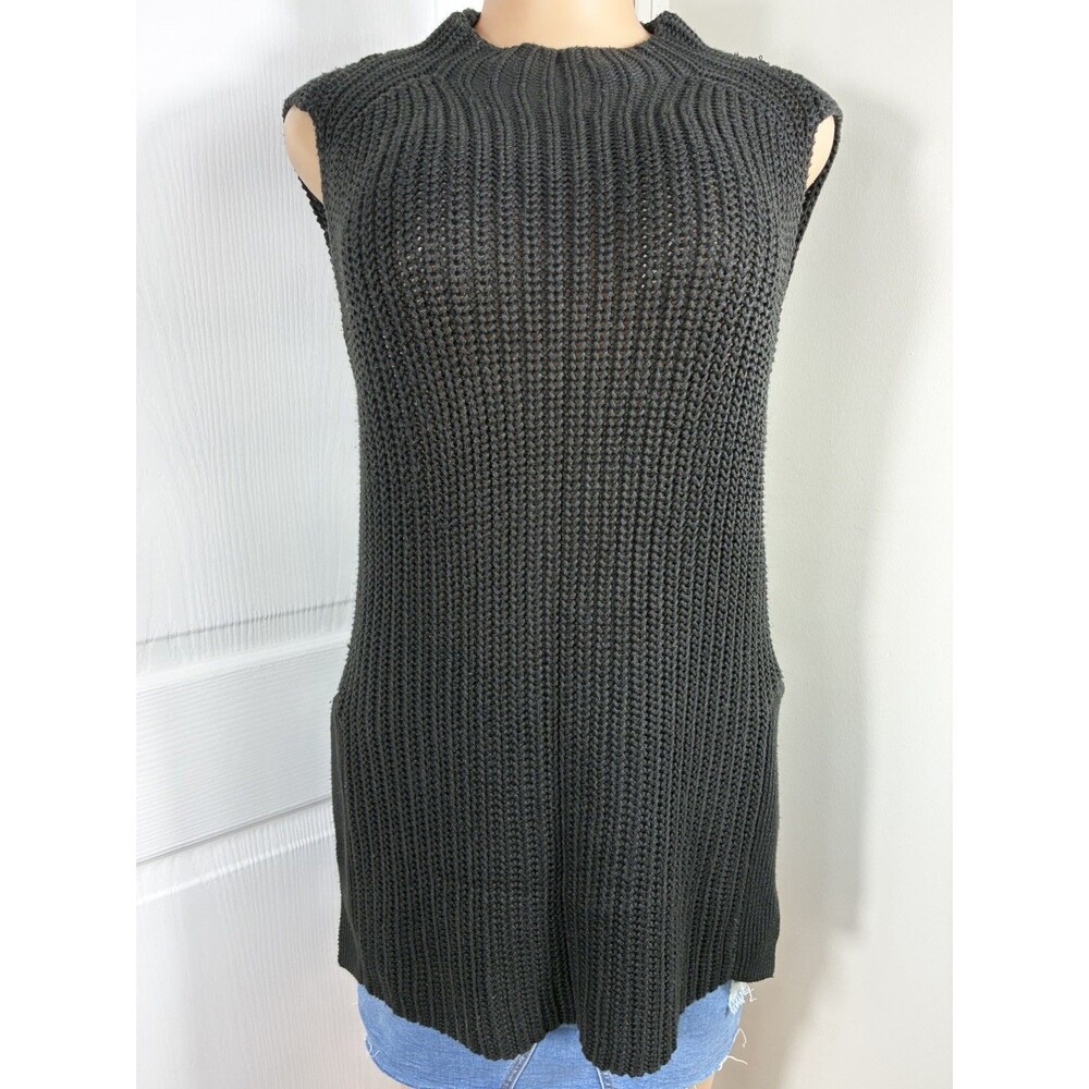 Cotton:on Sleeveless Womens Vest Sweater Sz M Black Chunky Knit Stretch